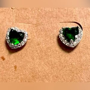 “Emerald” Heart Earring Posts